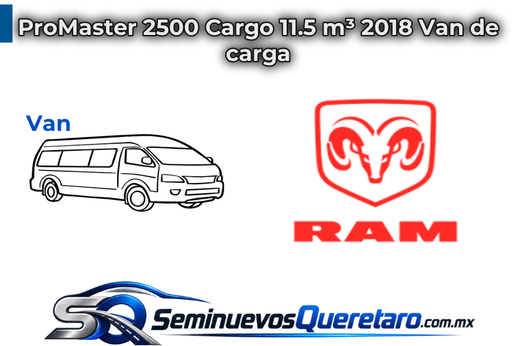 Inicio 2 ProMaster 2500 Cargo 11.5 m³ 2018 Van de carga RAM